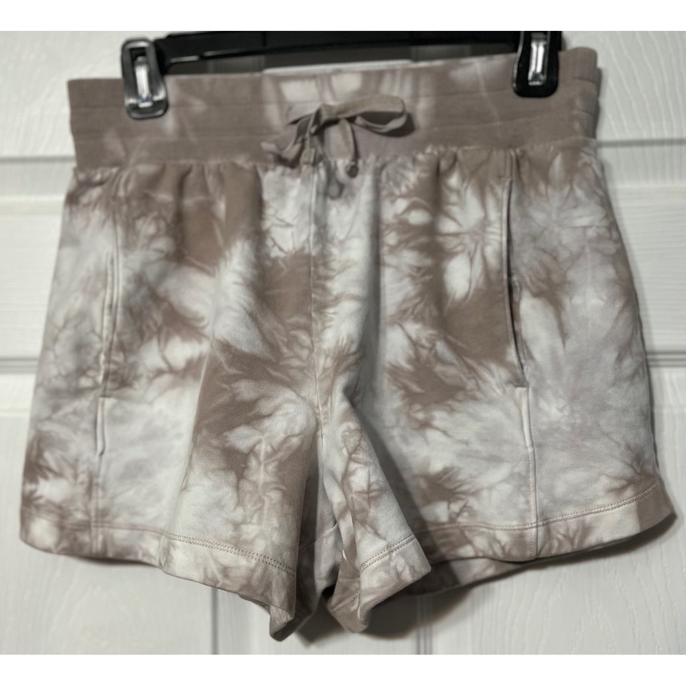All In Motion Tan Tie Dye Fleece Lounge Shorts Womens Small High Rise Drawstring